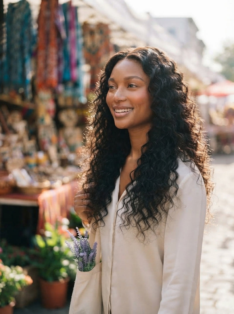 Island Charm Water Wave Wig — style photo 2