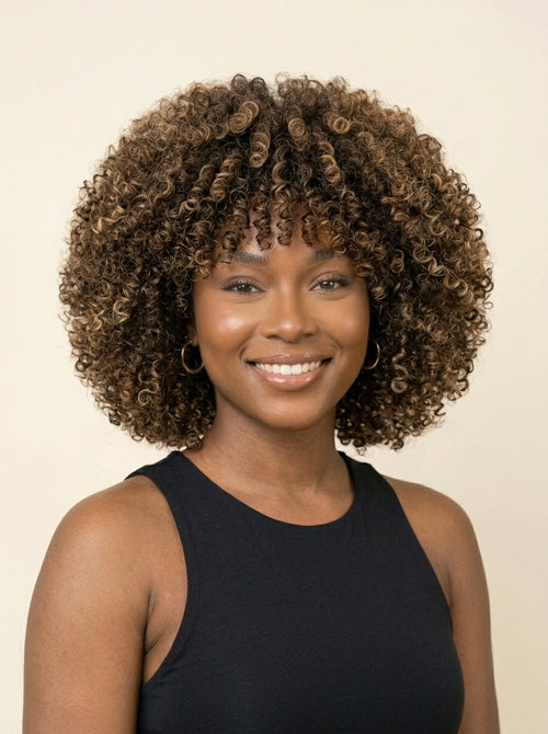 Crown & Texture The Zuri — Curly Wig with Bangs Front